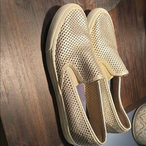 Sperry Gold Perforated Slip-On Flats
